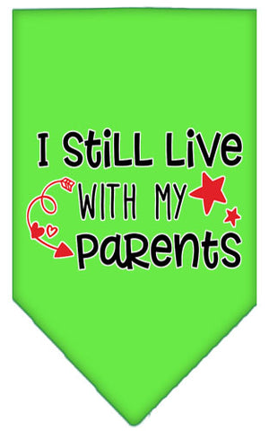 Still Live With My Parents Screen Print Pet Bandana Lime Green Large