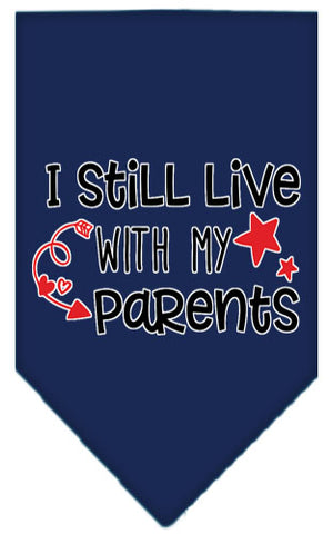 Still Live With My Parents Screen Print Pet Bandana Navy Blue Large