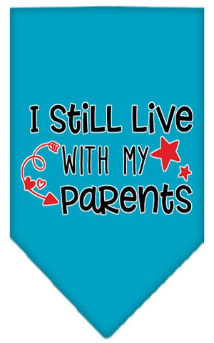 Still Live With My Parents Screen Print Pet Bandana Turquoise Large