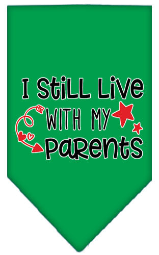 Still Live With My Parents Screen Print Pet Bandana Emerald Green Small