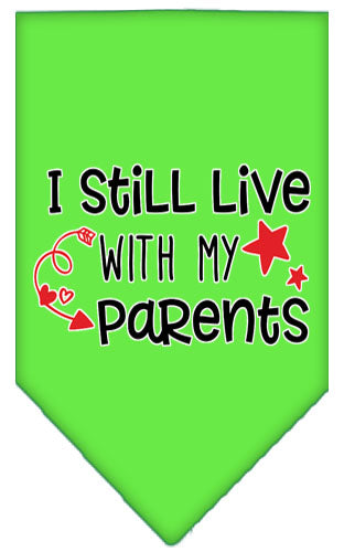 Still Live With My Parents Screen Print Pet Bandana Lime Green Small