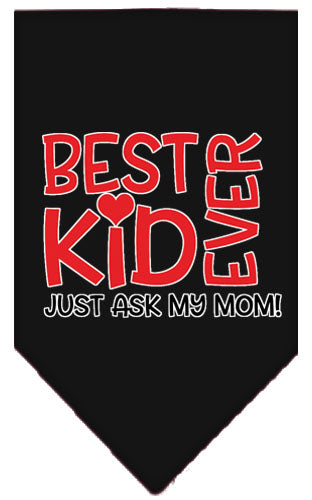 Ask My Mom Screen Print Pet Bandana Black Large