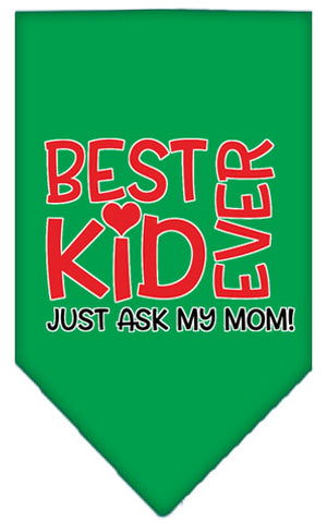 Ask My Mom Screen Print Pet Bandana Emerald Green Large