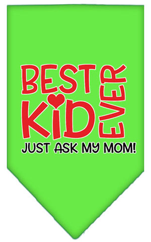 Ask My Mom Screen Print Pet Bandana Lime Green Large