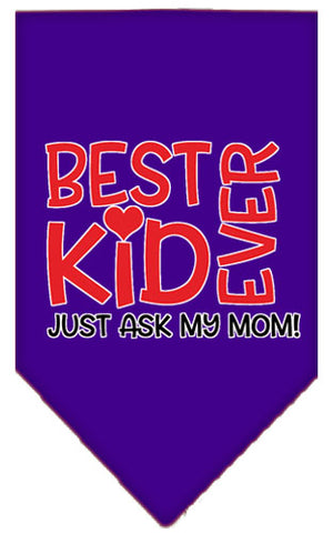 Ask My Mom Screen Print Pet Bandana Purple Large