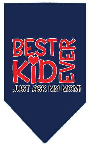 Ask My Mom Screen Print Pet Bandana Navy Blue Small