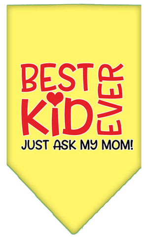 Ask My Mom Screen Print Pet Bandana Yellow Small