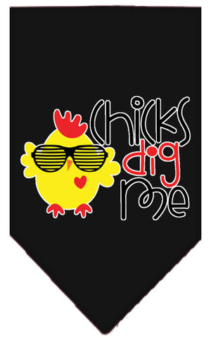 Chicks Dig Me Screen Print Pet Bandana Black Large