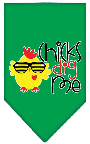 Chicks Dig Me Screen Print Pet Bandana Emerald Green Large