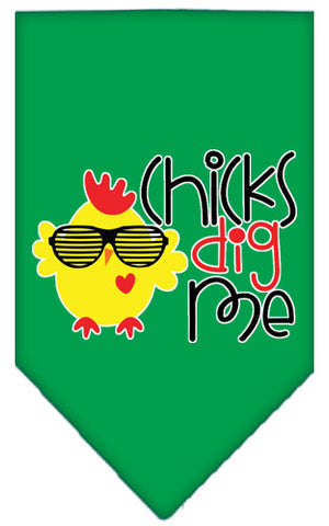 Chicks Dig Me Screen Print Pet Bandana Emerald Green Large