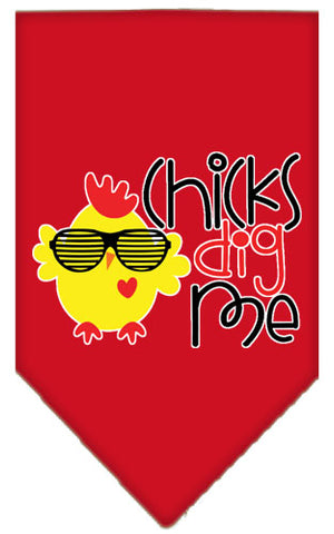 Chicks Dig Me Screen Print Pet Bandana Red Large