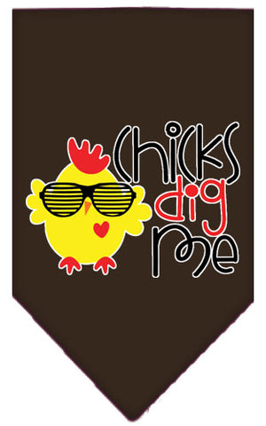 Chicks Dig Me Screen Print Pet Bandana Cocoa Small