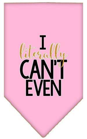 Literally Can't Even Screen Print Pet Bandana Light Pink Large