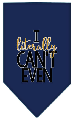 Literally Can't Even Screen Print Pet Bandana Navy Blue Large