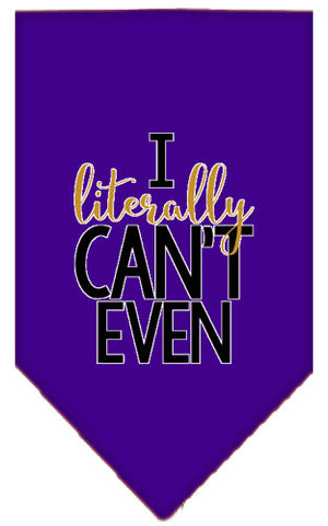 Literally Can't Even Screen Print Pet Bandana Purple Large