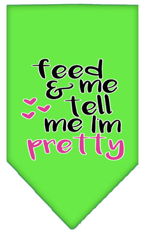 Tell Me I'm Pretty Screen Print Pet Bandana Lime Green Large