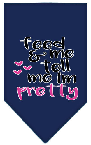 Tell Me I'm Pretty Screen Print Pet Bandana Navy Blue Large