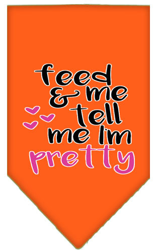 Tell Me I'm Pretty Screen Print Pet Bandana Orange Large