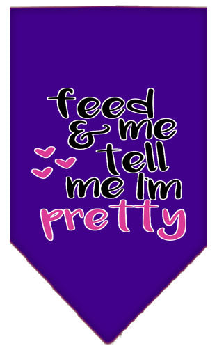 Tell Me I'm Pretty Screen Print Pet Bandana Purple Large