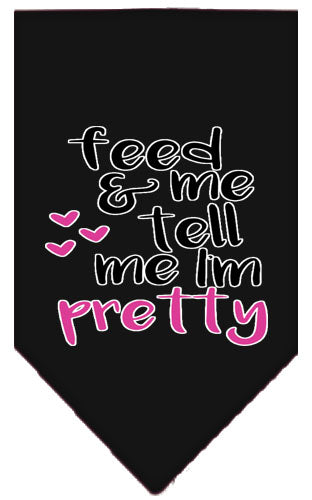 Tell Me I'm Pretty Screen Print Pet Bandana Black Small