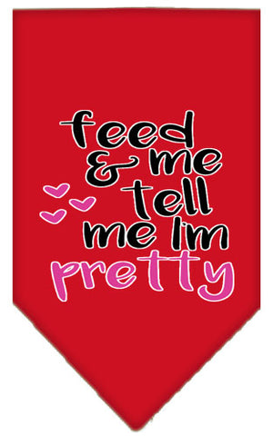 Tell Me I'm Pretty Screen Print Pet Bandana Red Small