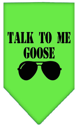 Talk To Me Goose Screen Print Pet Bandana Lime Green Large