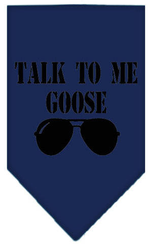 Talk To Me Goose Screen Print Pet Bandana Navy Blue Large