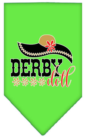 Derby Doll Screen Print Bandana Lime Green Large