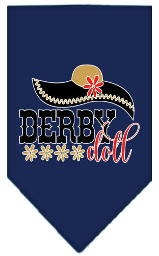 Derby Doll Screen Print Bandana Navy Blue Large