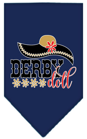 Derby Doll Screen Print Bandana Navy Blue Small