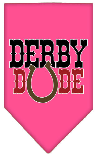 Derby Dude Screen Print Bandana Bright Pink Large