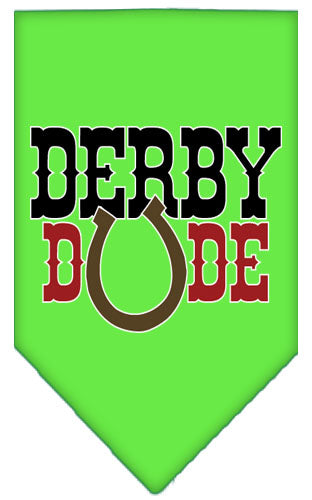 Derby Dude Screen Print Bandana Lime Green Large