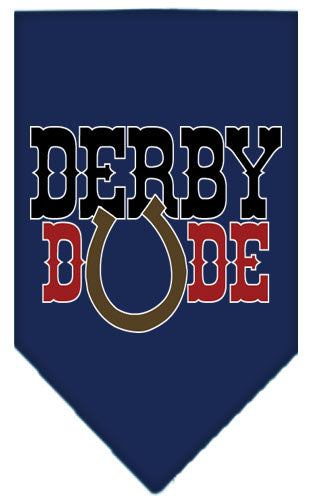 Derby Dude Screen Print Bandana Navy Blue Small