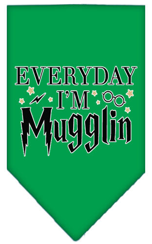 Everyday I'm Mugglin Screen Print Bandana Emerald Green Large