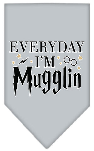 Everyday I'm Mugglin Screen Print Bandana Grey Large