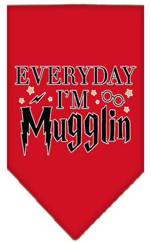 Everyday I'm Mugglin Screen Print Bandana Red Small