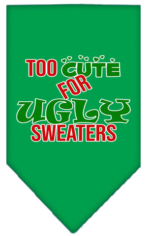 Too Cute For Ugly Sweaters Screen Print Bandana Emerald Green Large