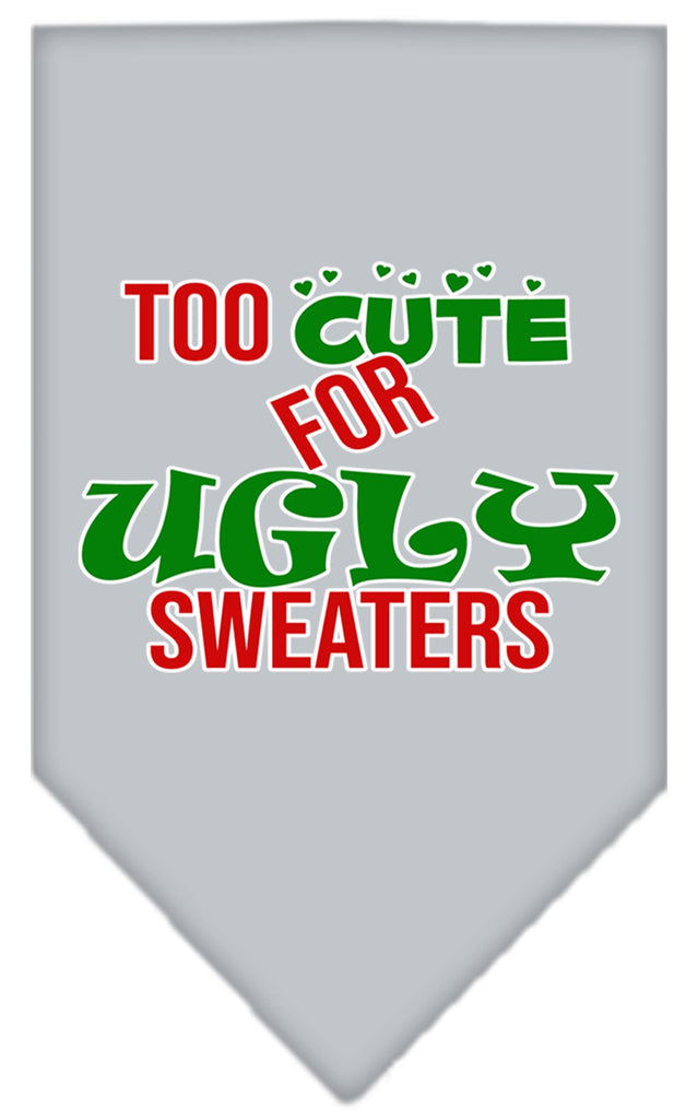 Too Cute For Ugly Sweaters Screen Print Bandana Grey Large