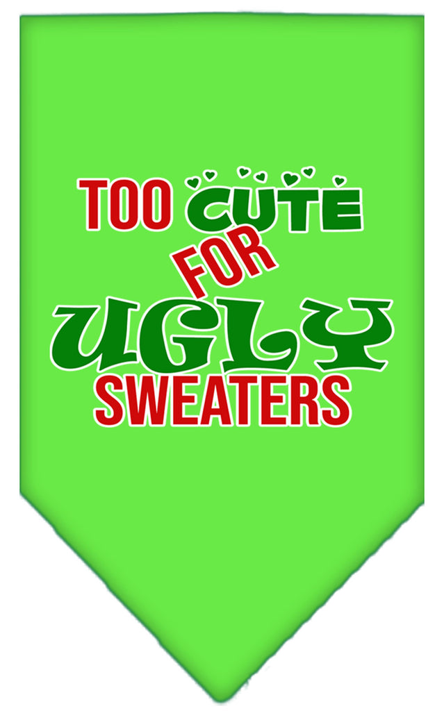 Too Cute For Ugly Sweaters Screen Print Bandana Lime Green Large