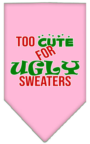 Too Cute For Ugly Sweaters Screen Print Bandana Light Pink Large