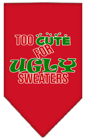 Too Cute For Ugly Sweaters Screen Print Bandana Red Large