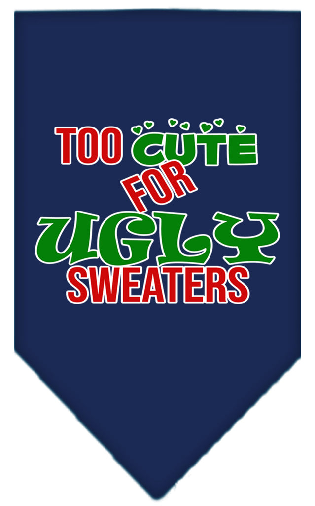 Too Cute For Ugly Sweaters Screen Print Bandana Navy Blue Small