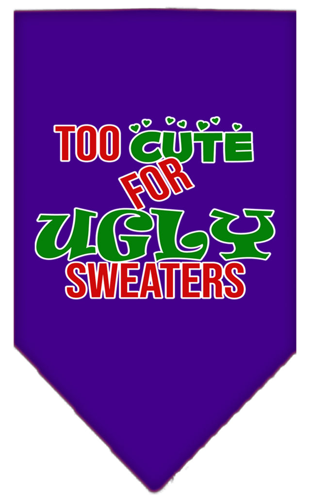 Too Cute For Ugly Sweaters Screen Print Bandana Purple Small