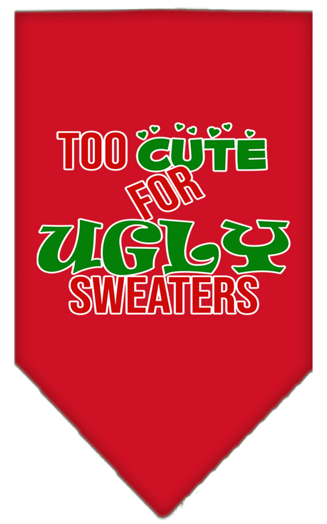 Too Cute For Ugly Sweaters Screen Print Bandana Red Small