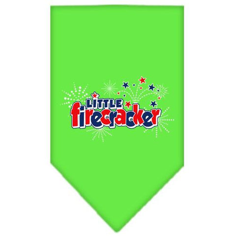 Little Firecracker Screen Print Bandana Lime Green Large