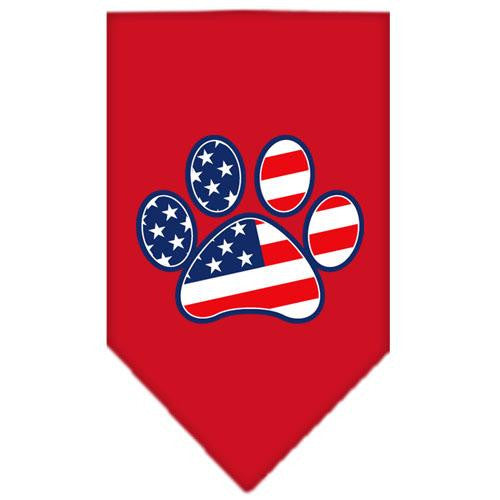 Patriotic Paw Screen Print Bandana Red Small