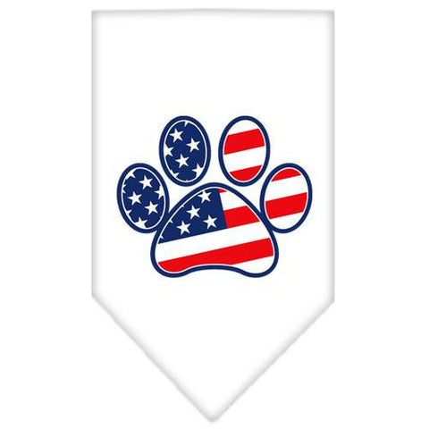 Patriotic Paw Screen Print Bandana White Small