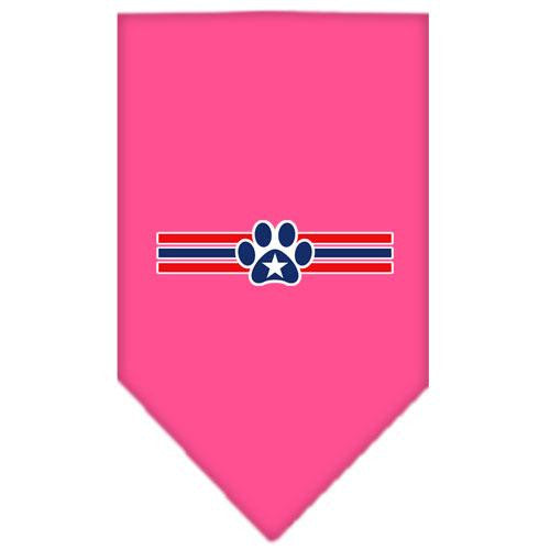 Patriotic Star Paw Screen Print Bandana Bright Pink Large