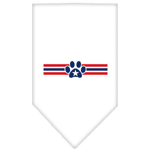 Patriotic Star Paw Screen Print Bandana White Small