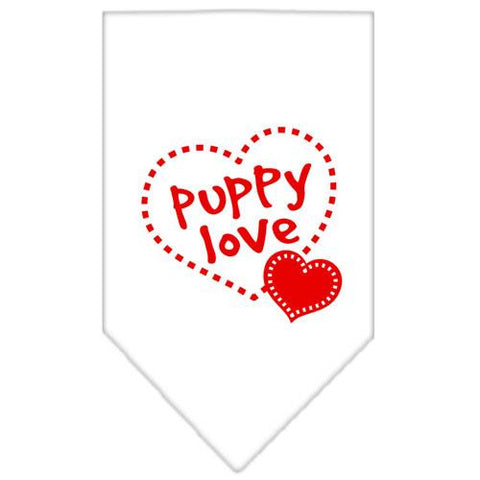 Puppy Love Screen Print Bandana White Large